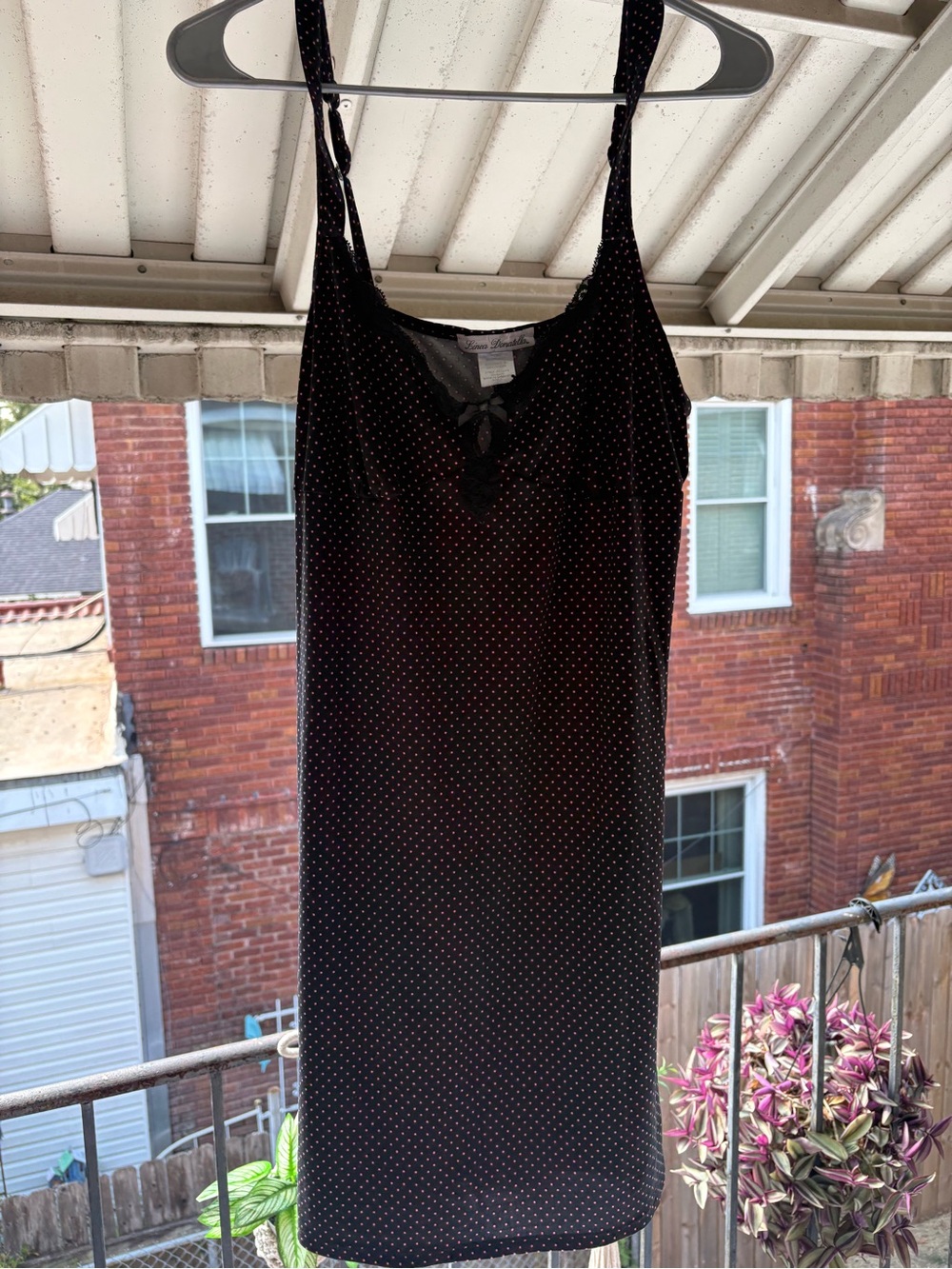 Vintage Y2K Donatella Black Polka Dot Slip Dress - Sleeveless V-Neck